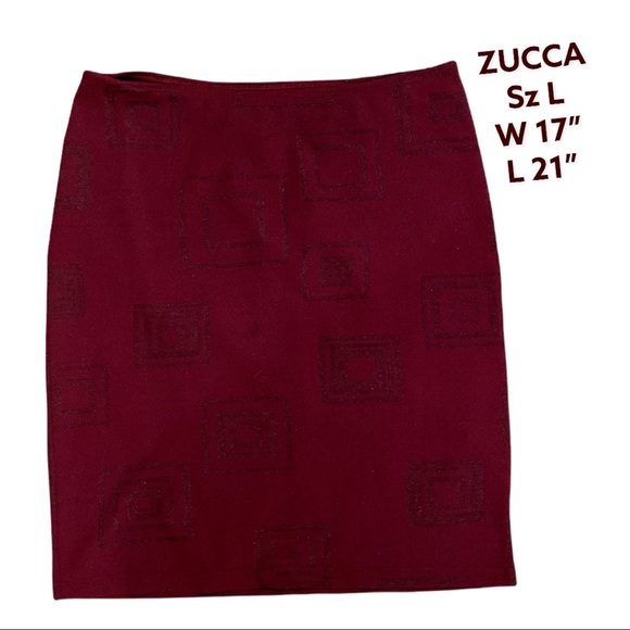 ZUCCA Red wine fully lined mini skirt EUCLN Sz L - Picture 1 of 3